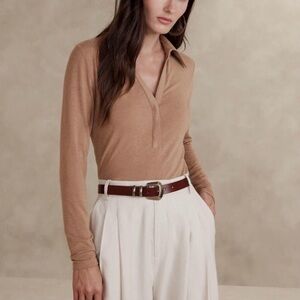 BR Aleah Beige Johnny Collar Top